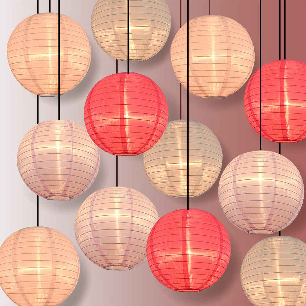 Pink Peony Color Party Even Ribbing Ribbed Nylon Lantern Combo Set (12 pc Set)
