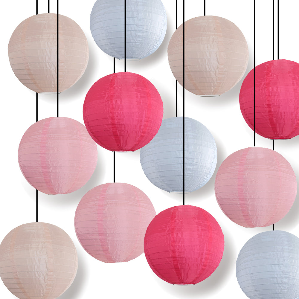 Pink Peony Color Party Even Ribbing Ribbed Nylon Lantern Combo Set (12 pc Set)