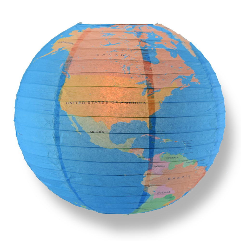 14&quot; Geographical World Map Earth Globe Paper Lantern Hanging Classroom &amp; Party Decoration - PaperLanternStore.com - Paper Lanterns, Decor, Party Lights &amp; More