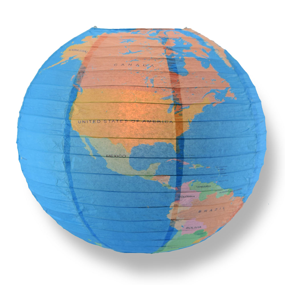 14" Geographical World Map Earth Globe Paper Lantern Hanging Classroom & Party Decoration - PaperLanternStore.com - Paper Lanterns, Decor, Party Lights & More