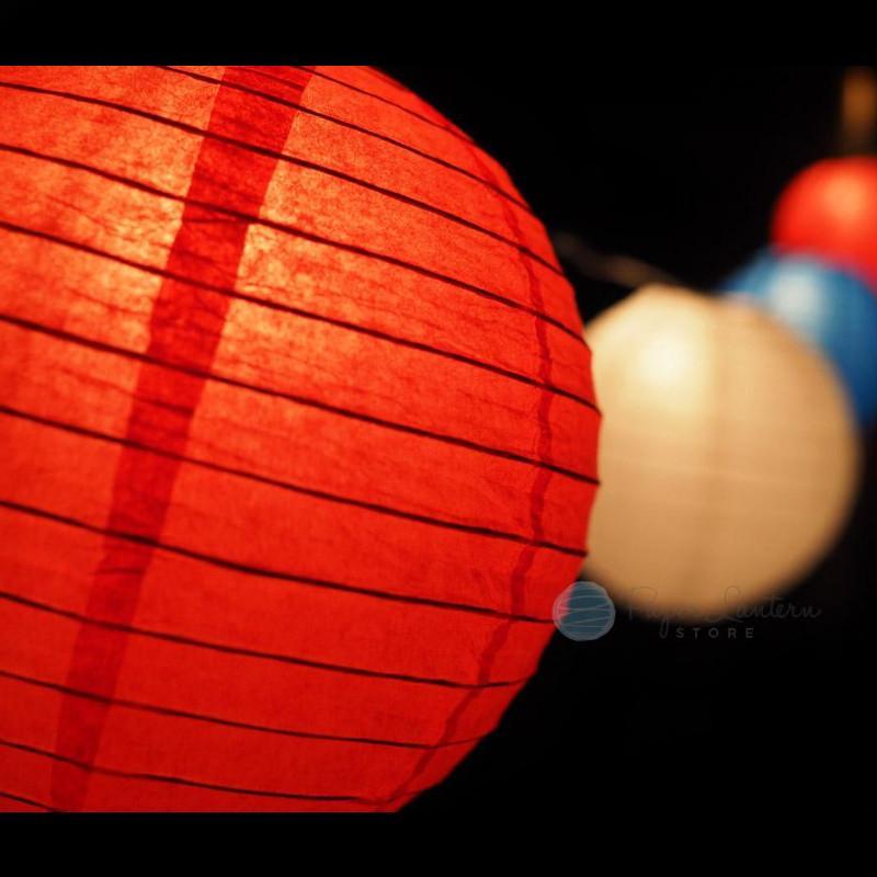 16" Patriotic 4th of July Paper Lantern String Light COMBO Kit (21 FT, EXPANDABLE, White Cord) - PaperLanternStore.com - Paper Lanterns, Decor, Party Lights & More