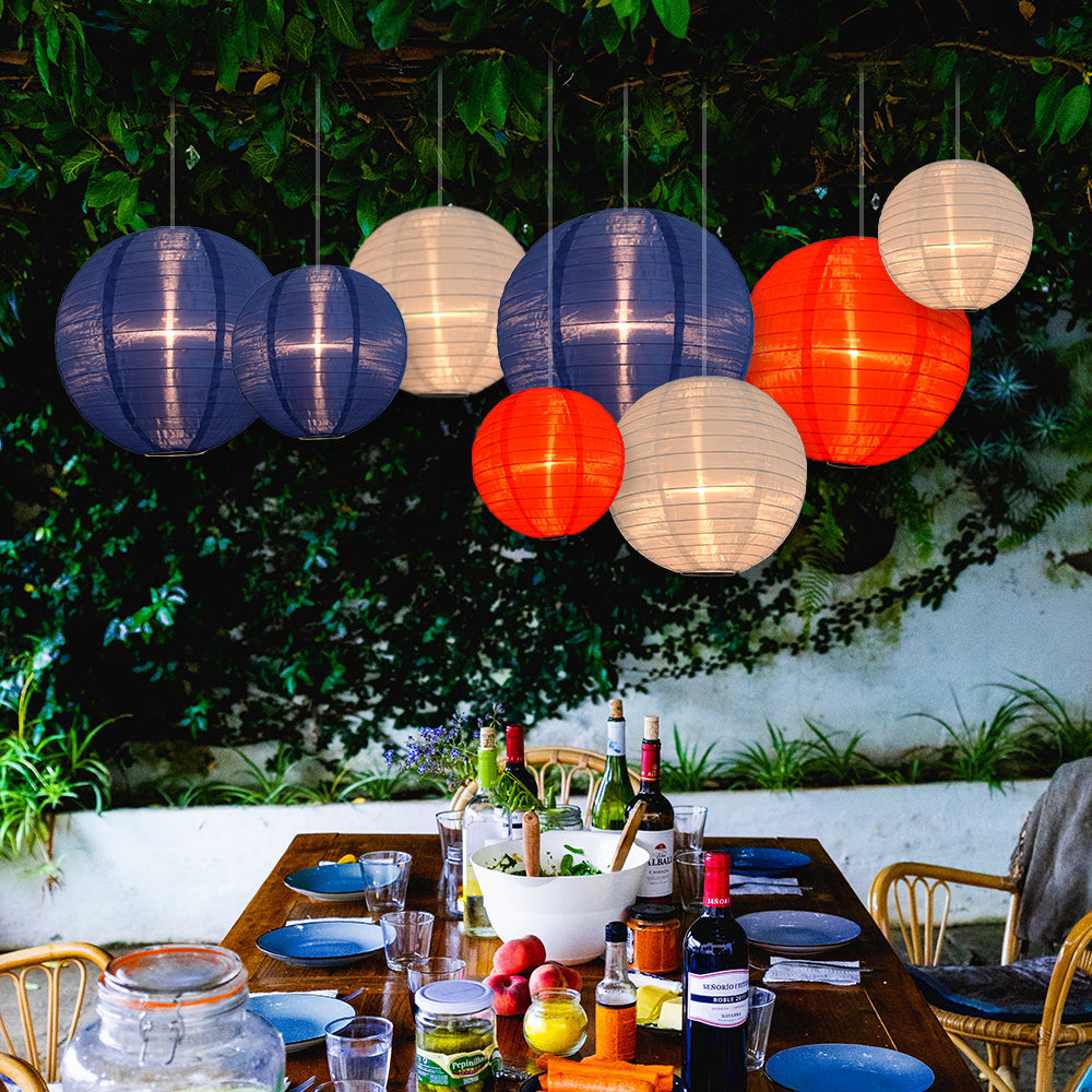 Patriotic Even Ribbing Nylon Lantern Party Pack Combo Set (12-Pack)