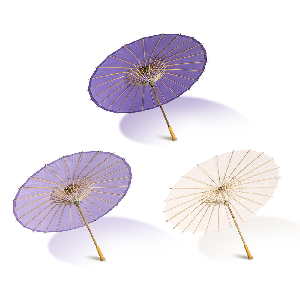 Paradise Purple Variety Set of 3 Paper Parasols for Weddings, Bridal Showers and Décor