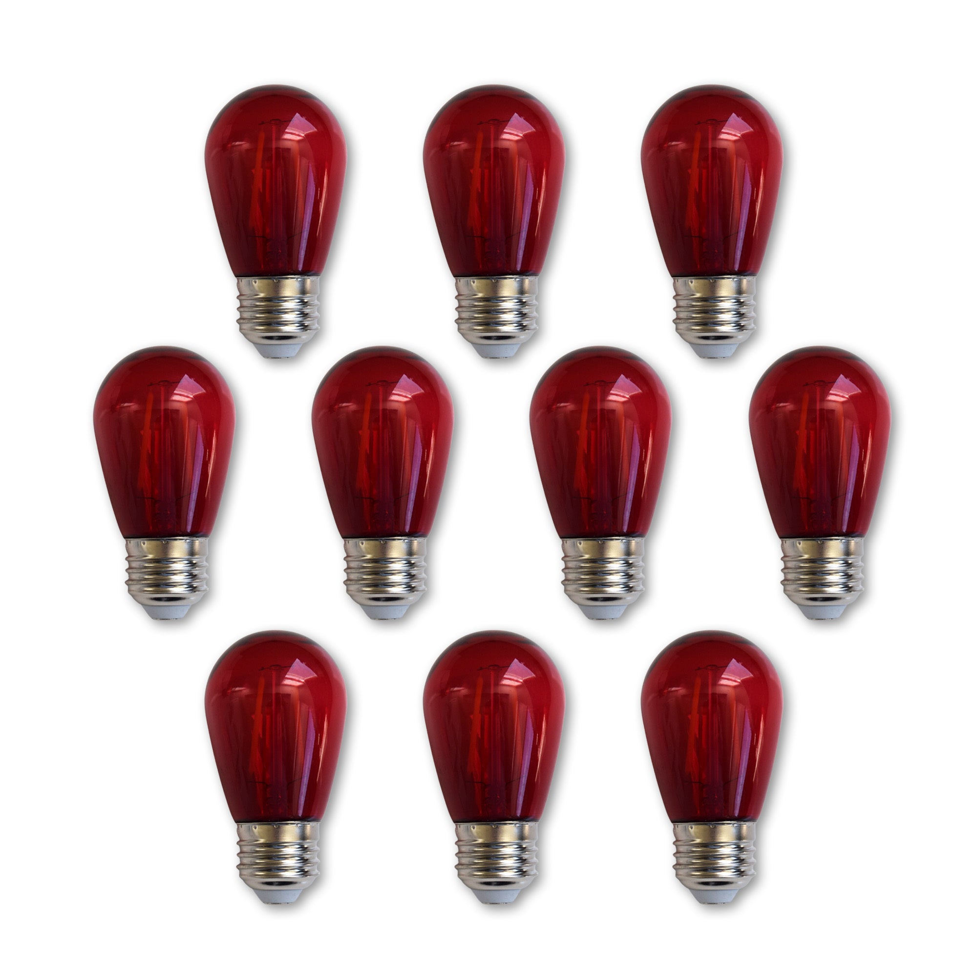 10-PACK Red LED Filament S14 Shatterproof Energy Saving Color Light Bulb, Dimmable, 2W,  E26 Medium Base