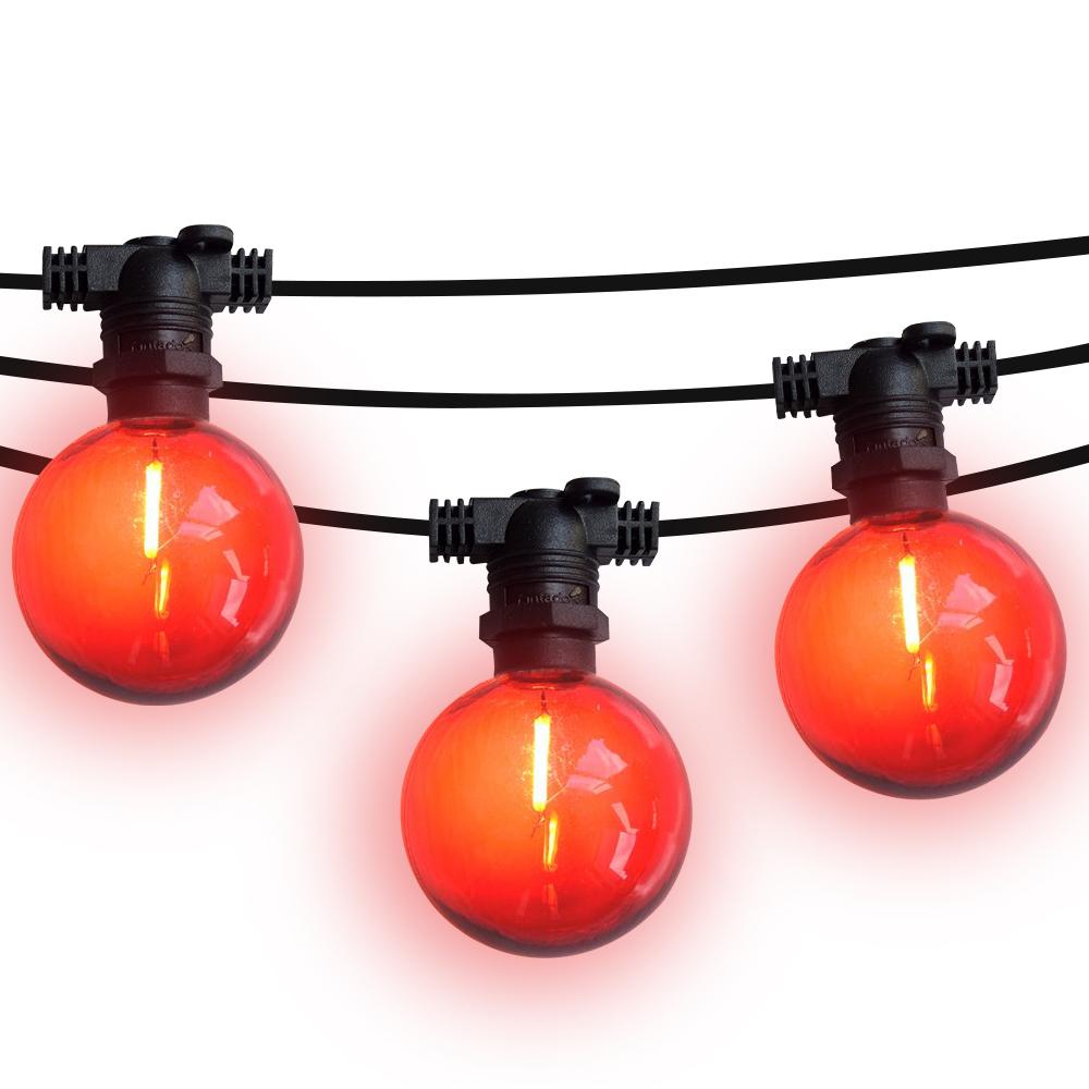 50 Socket Multi-Color Socket Outdoor Commercial String Light Set, 54 FT Black Cord w/ 1-Watt Shatterproof LED Bulbs, Weatherproof SJTW