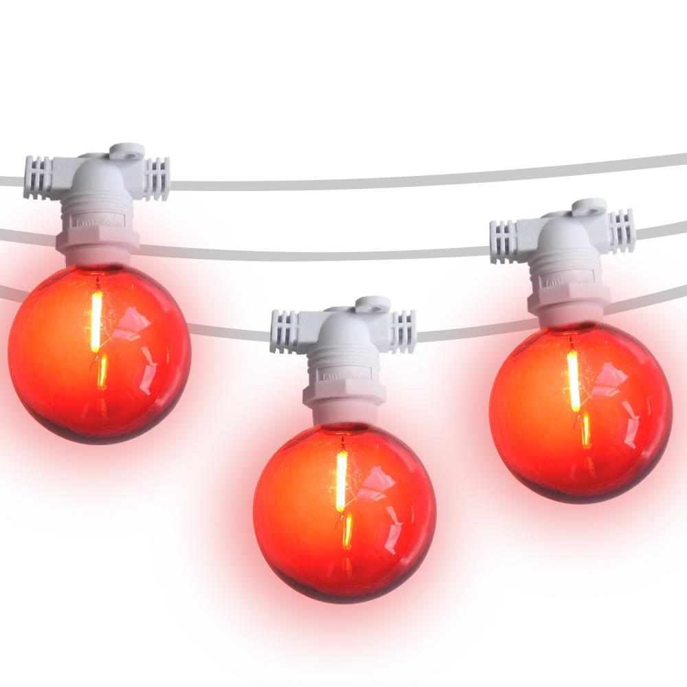 50 Socket Multi-Color Socket Outdoor Commercial String Light Set, 54 FT White Cord w/ 1-Watt Shatterproof LED Bulbs, Weatherproof SJTW