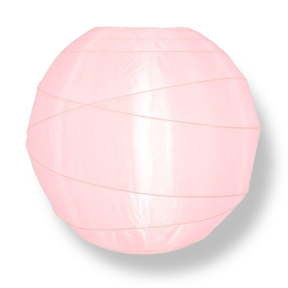 14" Irregular Ribbed Rose Quartz Pink Shimmering Nylon Lantern, Durable, Hanging - PaperLanternStore.com - Paper Lanterns, Decor, Party Lights & More