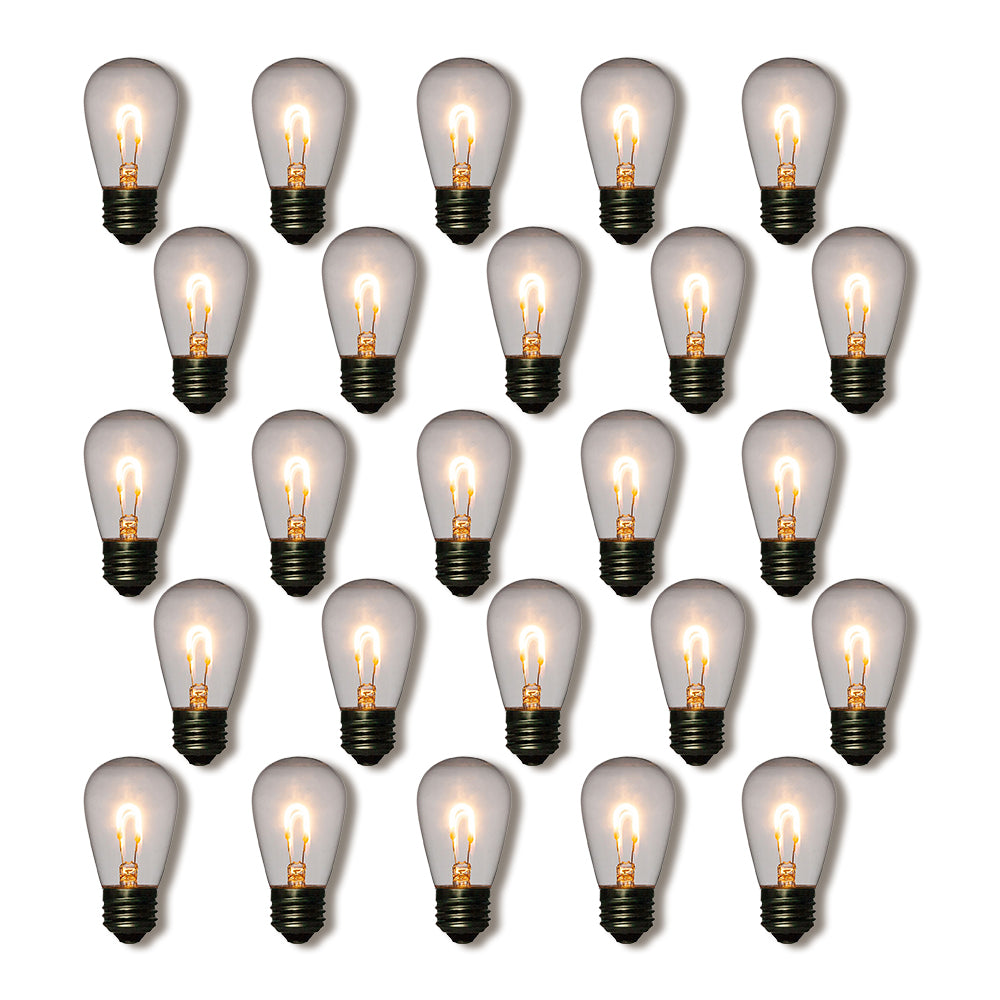 25-Pack LED Filament S14 Shatterproof Energy Saving Light Bulb, Dimmable, 1W, E26 Medium Base 