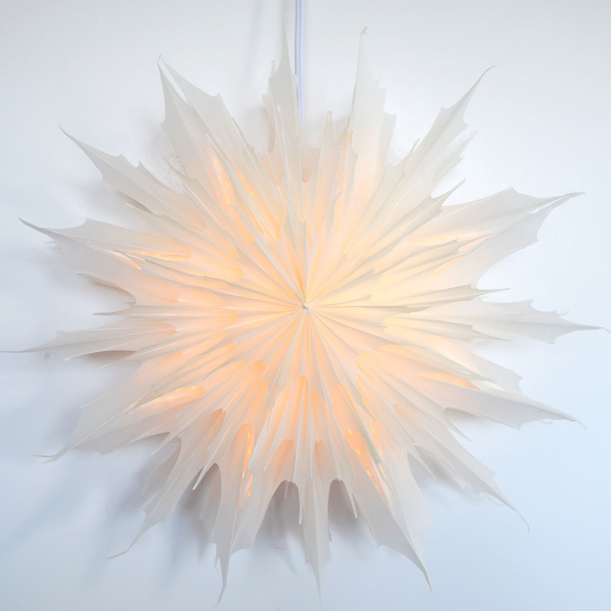 White Sleet Snowflake Lantern Pizzelle Design - Great With or Without Lights - Ideal for Holiday and Snowflake Decorations, Weddings, Parties, and Home Decor