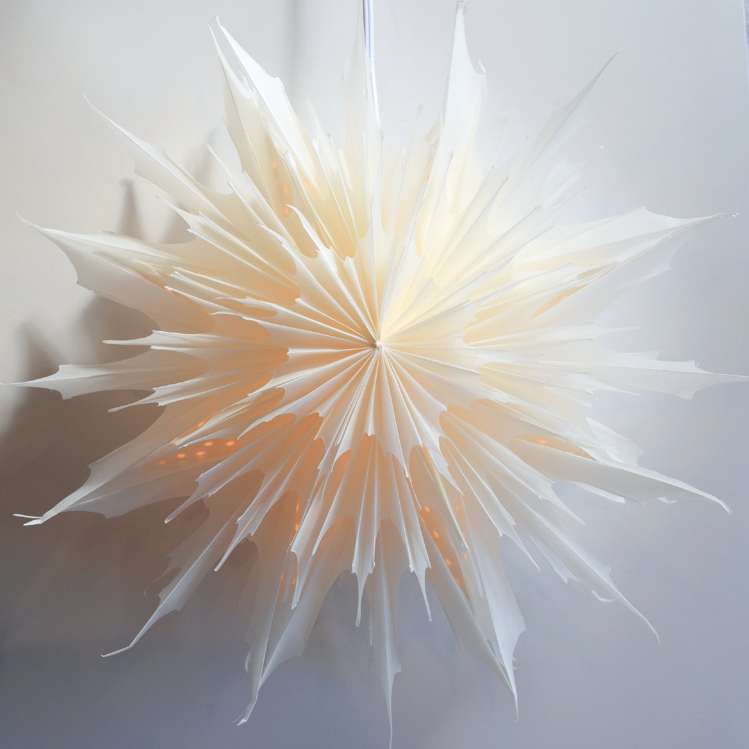 32" White Sleet Snowflake Star Lantern Pizzelle Design - Great With or Without Lights - Ideal for Holiday and Snowflake Decorations, Weddings, Parties, and Home Decor