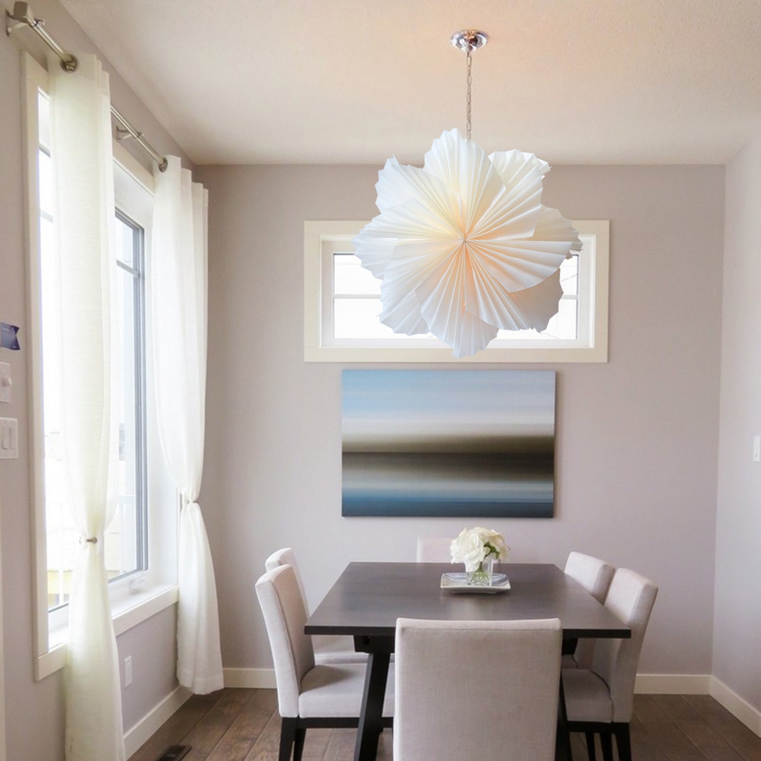 32" White Glacier Snowflake Star Lantern Pizzelle Design - Great With or Without Lights - Ideal for Holiday and Snowflake Decorations, Weddings, Parties, and Home Decor