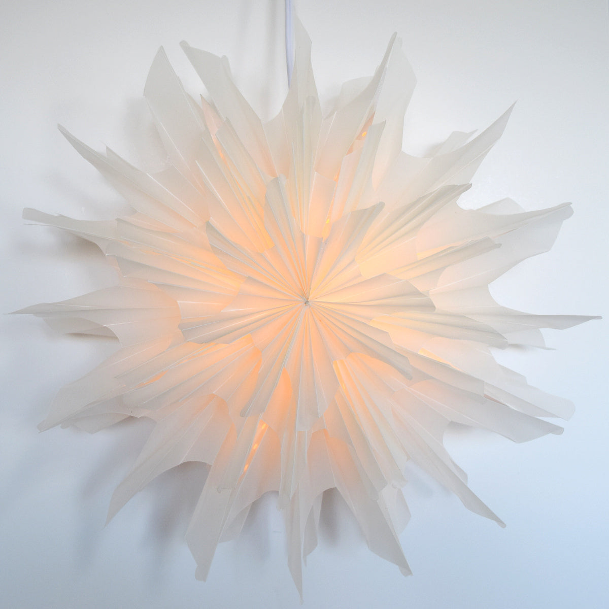 White Icicle Snowflake Lantern Pizzelle Design - Great With or Without Lights - Ideal for Holiday and Snowflake Decorations, Weddings, Parties, and Home Decor
