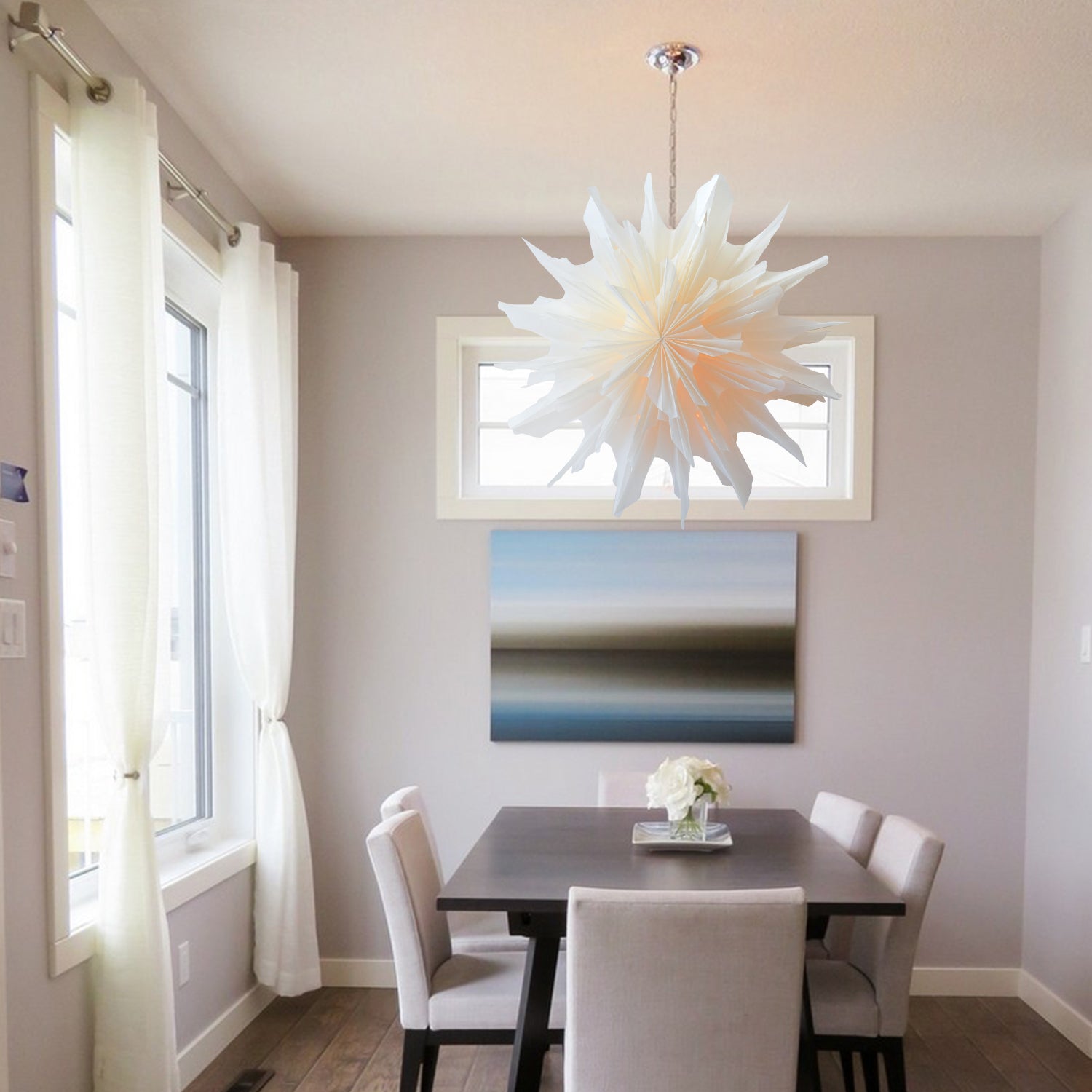 White Icicle Snowflake Star Lantern Pizzelle Design - Great With or Without Lights - Ideal for Holiday and Snowflake Decorations, Weddings, Parties, and Home Decor