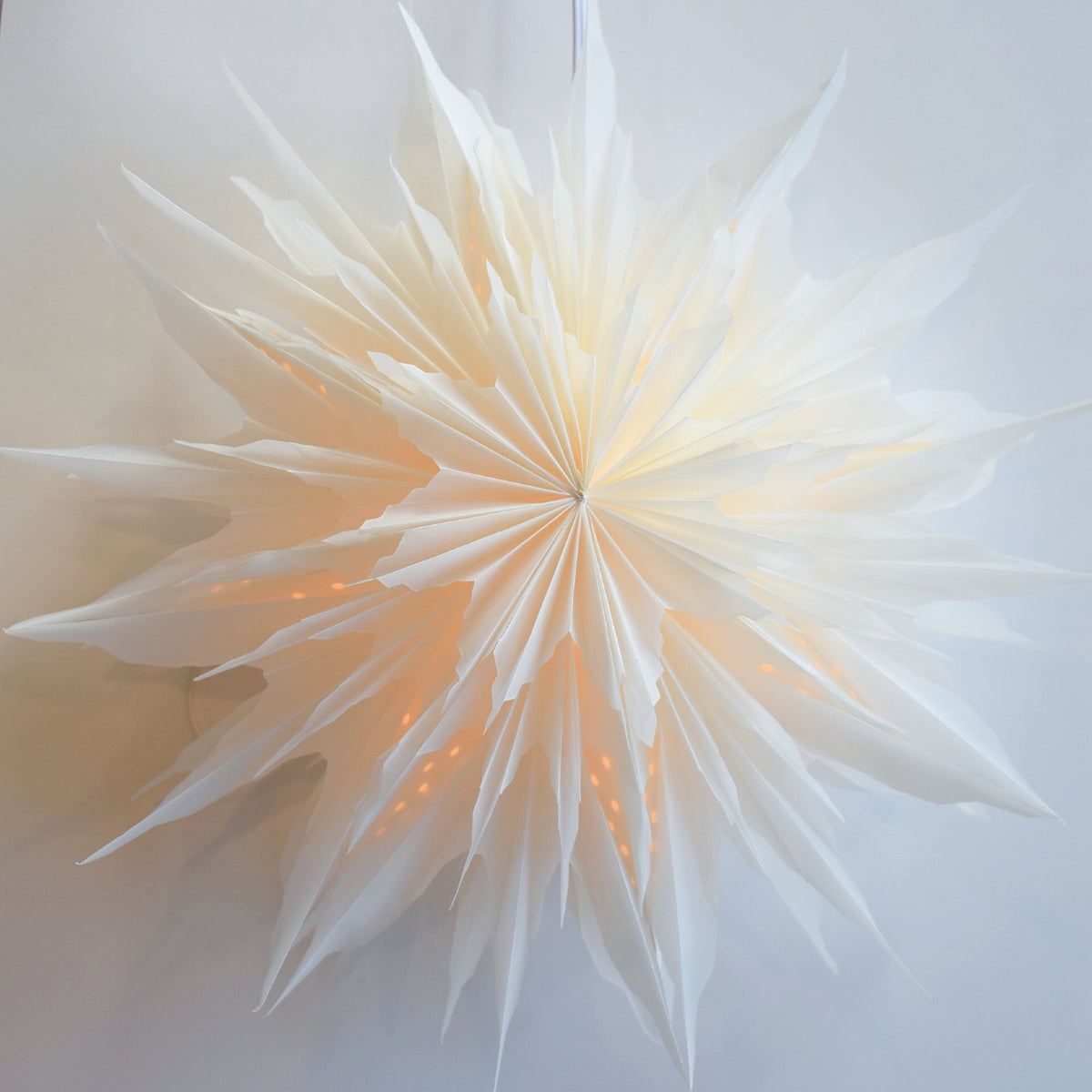 24&quot; White Snowdrift Snowflake Star Lantern Pizzelle Design - Great With or Without Lights - Ideal for Holiday and Snowflake Decorations, Weddings, Parties, and Home Decor