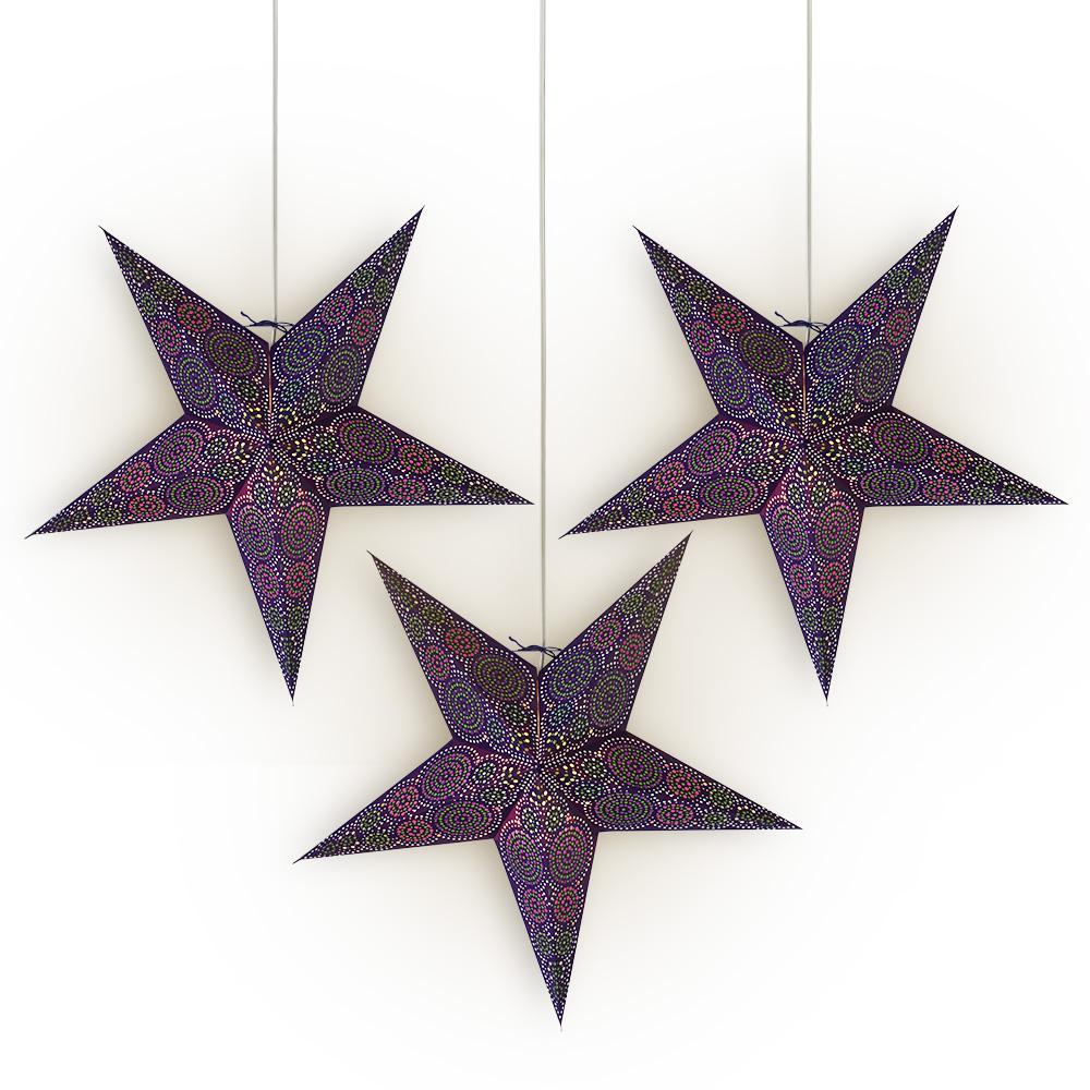 3-PACK + Cord | 24" Blue Aussie Paper Star Lantern and Lamp Cord Hanging Decoration - PaperLanternStore.com - Paper Lanterns, Decor, Party Lights & More