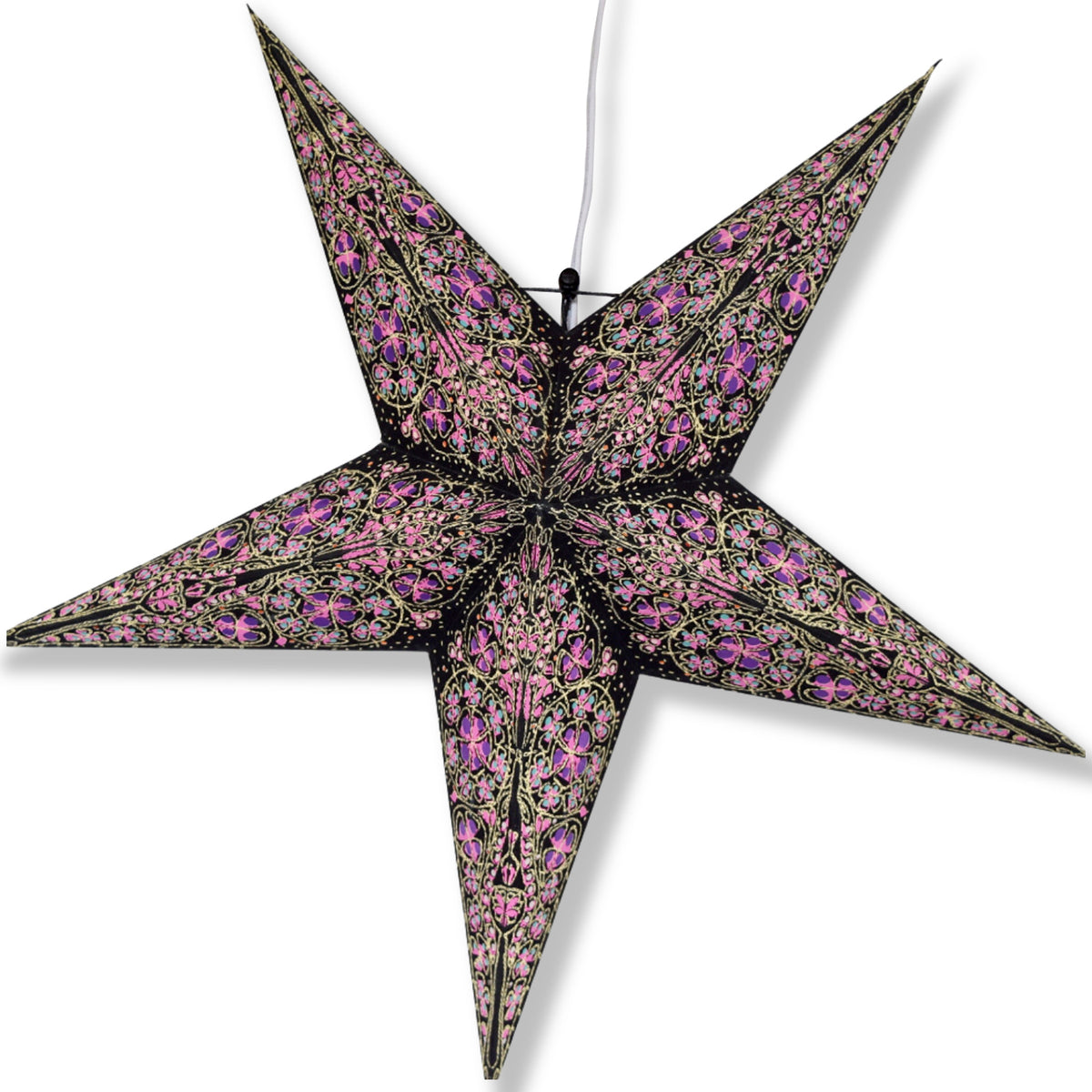 3-PACK 24&quot; Purple Garden Paper Star Lantern, with LED Bulbs and Lamp Cord Light Included