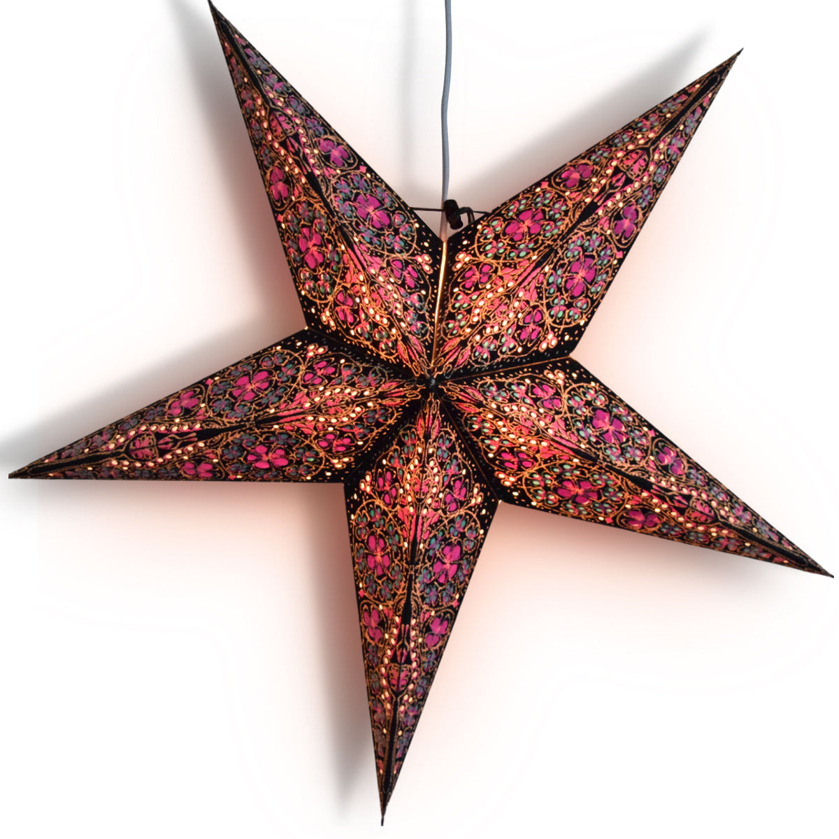 3-PACK 24&quot; Purple Garden Paper Star Lantern, with LED Bulbs and Lamp Cord Light Included