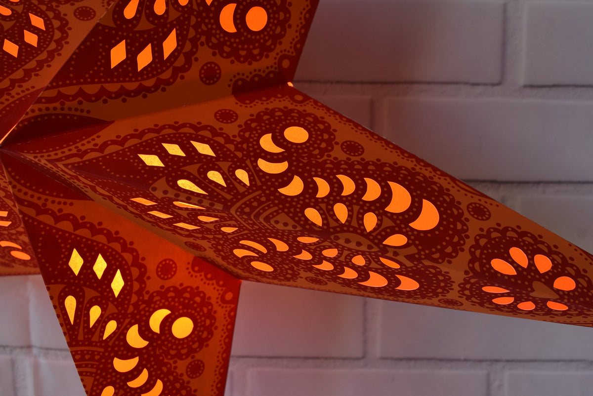 24&quot; Orange Peacock Paper Star Lantern, Hanging Wedding &amp; Party Decoration - PaperLanternStore.com - Paper Lanterns, Decor, Party Lights &amp; More