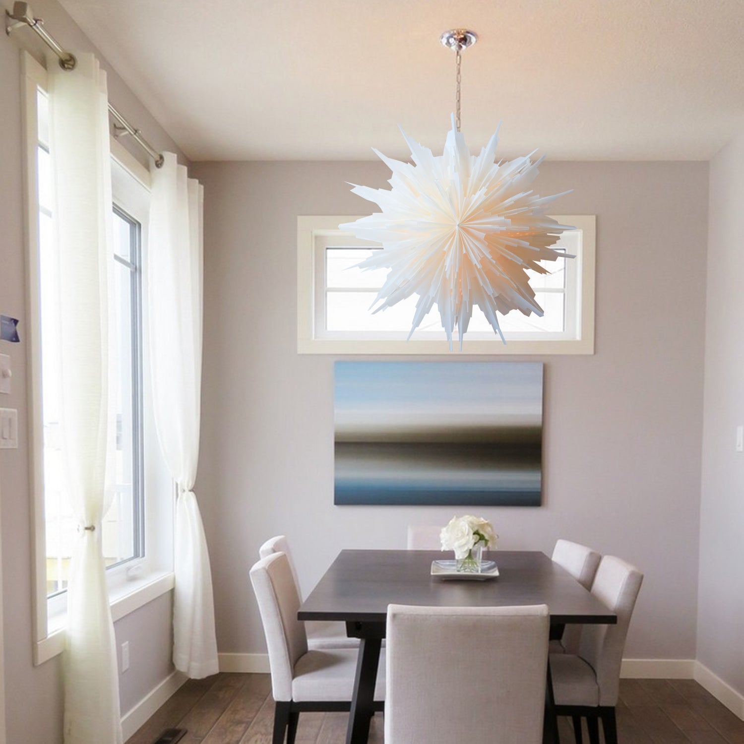 32" White Hiemal Snowflake Star Lantern Pizzelle Design - Great With or Without Lights - Ideal for Holiday and Snowflake Decorations, Weddings, Parties, and Home Decor