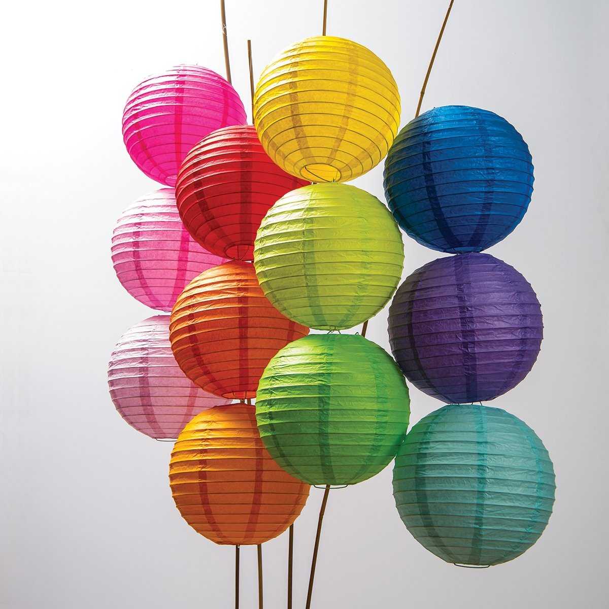 12-Pack of 10 Inch Multicolor No Frills Paper Lanterns - PaperLanternStore.com - Paper Lanterns, Decor, Party Lights & More