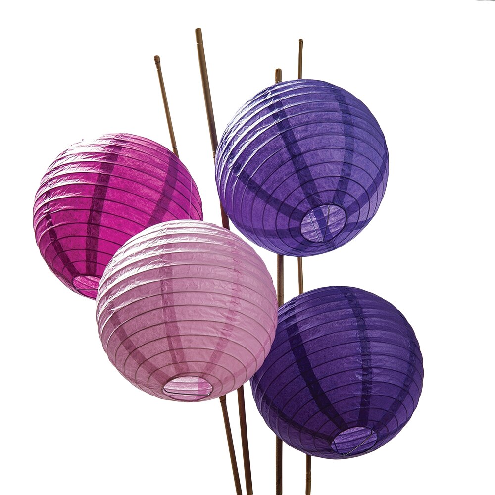 12-Pack of 8 Inch Multicolor Purple No Frills Paper Lanterns - PaperLanternStore.com - Paper Lanterns, Decor, Party Lights &amp; More