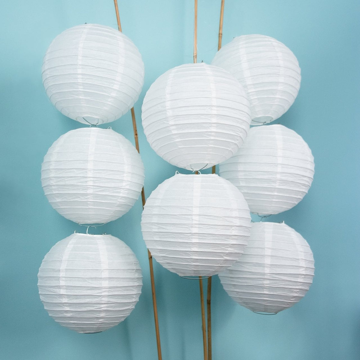 8-Pack of 8 Inch White No Frills Paper Lanterns - PaperLanternStore.com - Paper Lanterns, Decor, Party Lights &amp; More