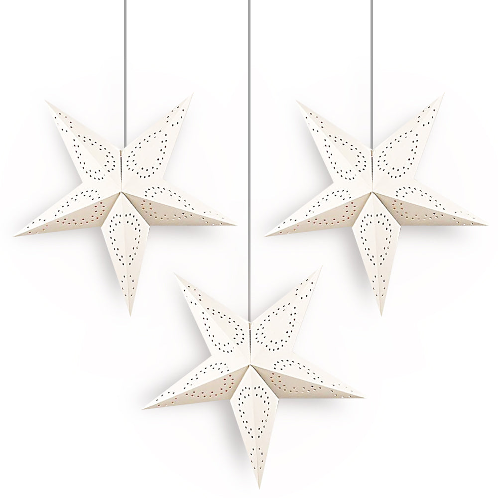 3-PACK Peace 26&quot; Illuminated Paper Star Lanterns Hanging Decorations