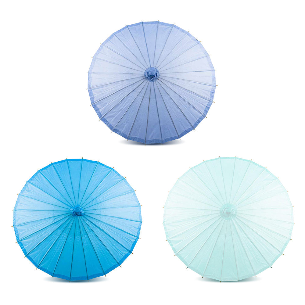 Wonder Blue Variety Set of 3 Paper Parasols for Weddings, Baby Showers and Décor