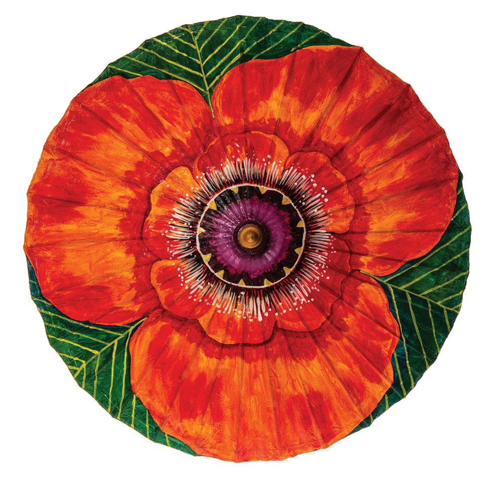 Hand Painted Poppy Flower Paper Parasol - PaperLanternStore.com - Paper Lanterns, Decor, Party Lights &amp; More
