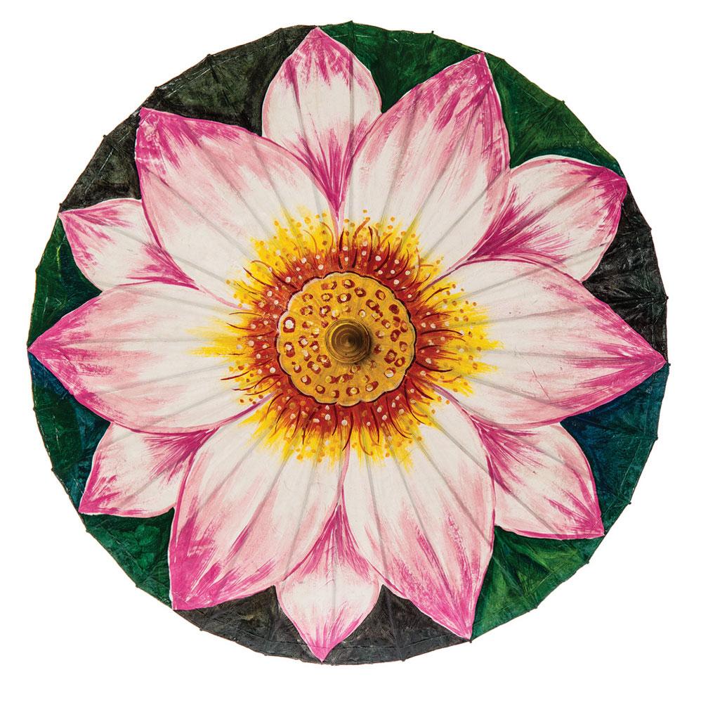 Hand Painted Lotus Blossom Paper Parasol - PaperLanternStore.com - Paper Lanterns, Decor, Party Lights &amp; More