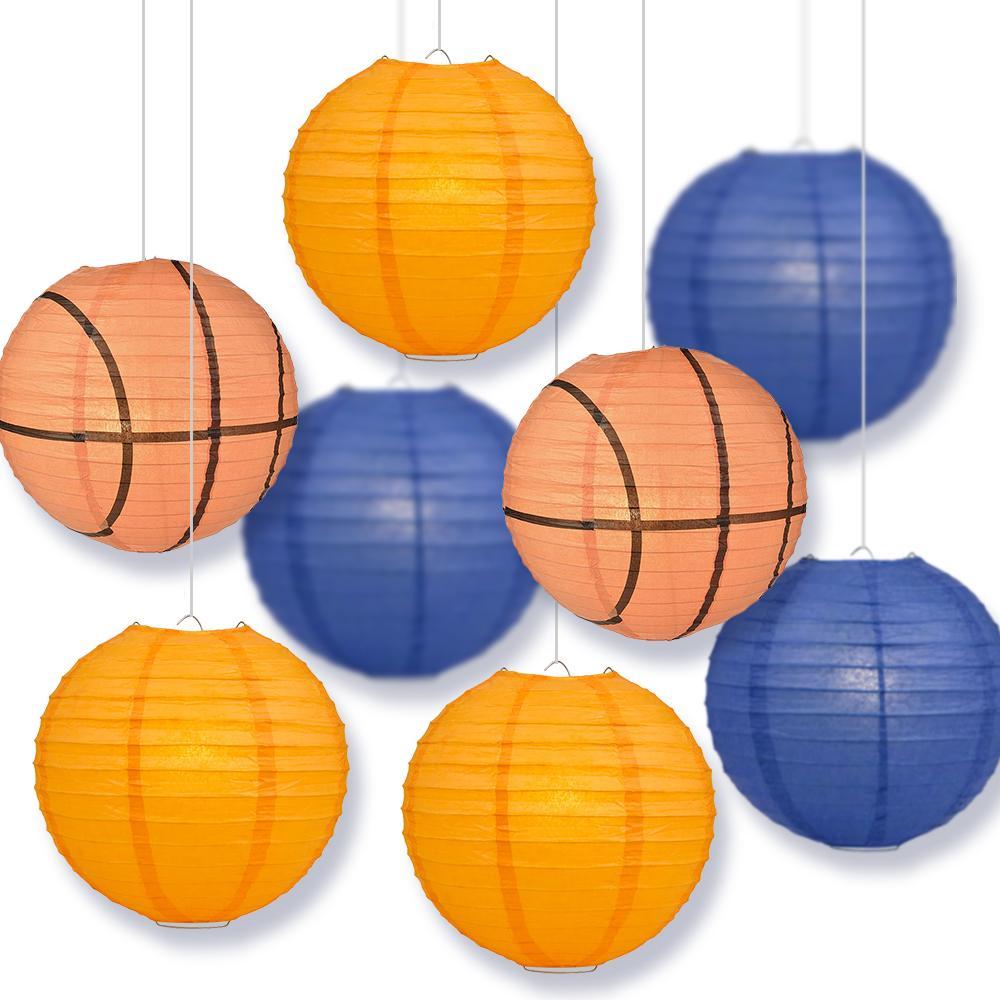 Florida College Basketball 14-inch Paper Lanterns 8pc Combo Party Pack - Orange, Dark Blue
