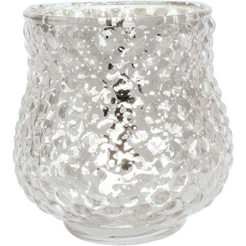 Bohemian Chic Silver Mercury Glass Tea Light Votive Candle Holders (Set of 5, Assorted Designs and Sizes)