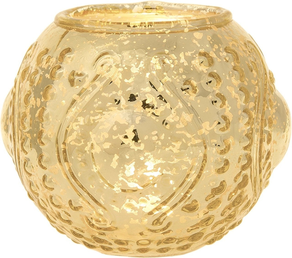 Elegance Gold Mercury Glass Tea Light Votive Candle Holders (Set of 4, Assorted Designs and Sizes)