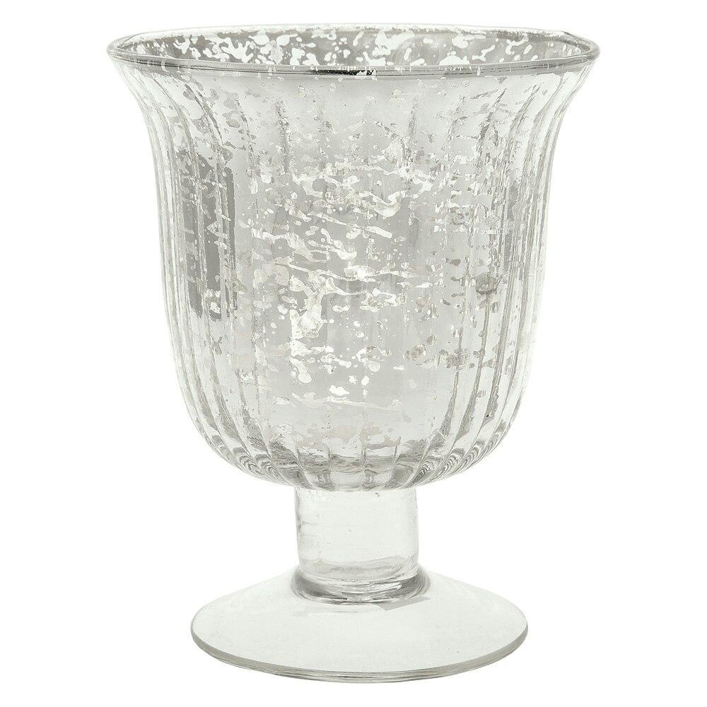 Bohemian Chic Silver Mercury Glass Tea Light Votive Candle Holders (Set of 5, Assorted Designs and Sizes)