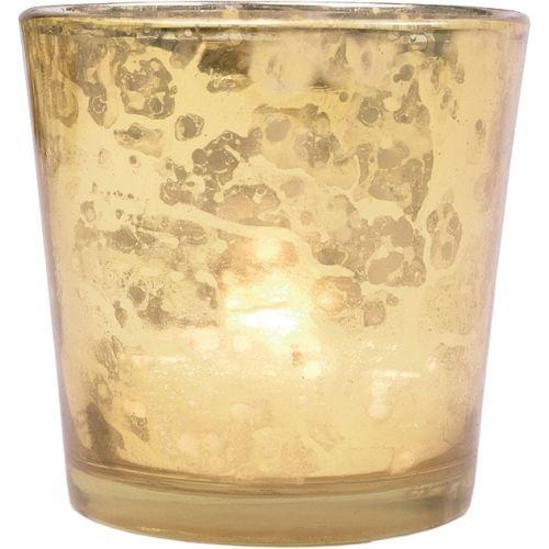 Royal Chic Gold Mercury Glass Tea Light Votive Candle Holders (5 PACK, Assorted Designs and Sizes)