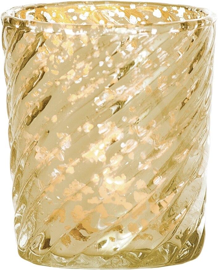 Royal Chic Gold Mercury Glass Tea Light Votive Candle Holders (5 PACK, Assorted Designs and Sizes)