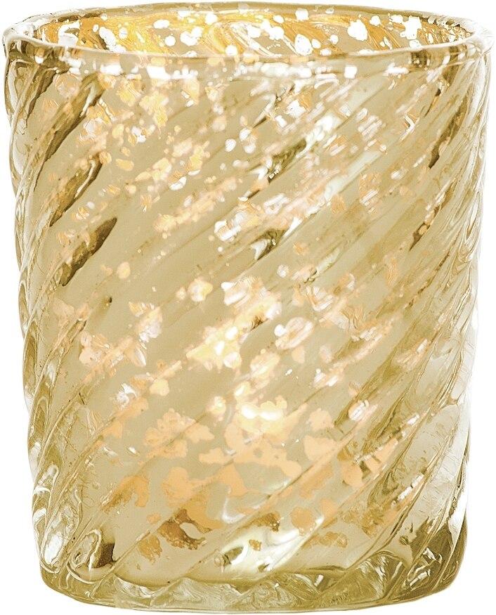 Vintage Love Gold Mercury Glass Tea Light Votive Candle Holders (5 PACK, Assorted Styles)
