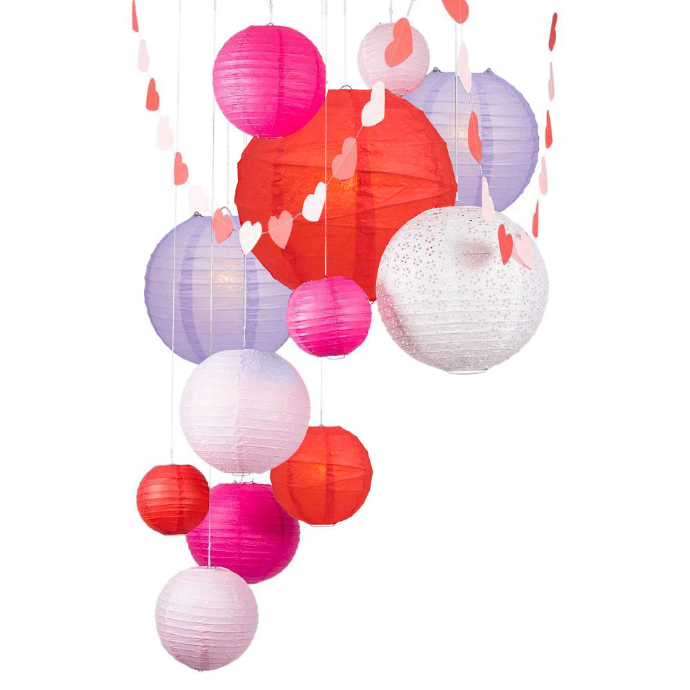 12-pc Valentine&#39;s Day Paper Lantern Decoration Party Pack