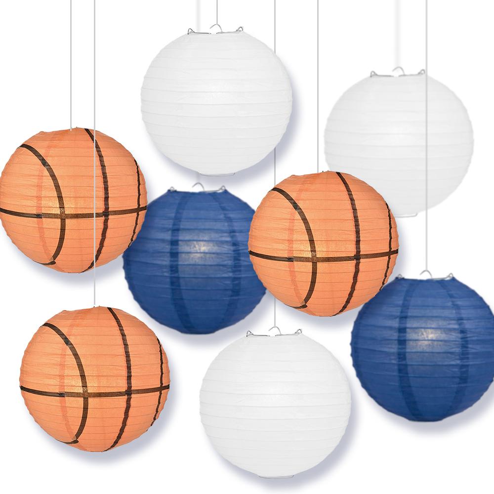 Pennsylvania College Basketball 14-inch Paper Lanterns 8pc Combo Party Pack - Navy Blue, White