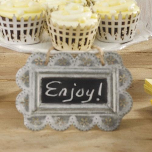 Small Scalloped Frame Tin Sign with Chalkboard - PaperLanternStore.com - Paper Lanterns, Decor, Party Lights &amp; More