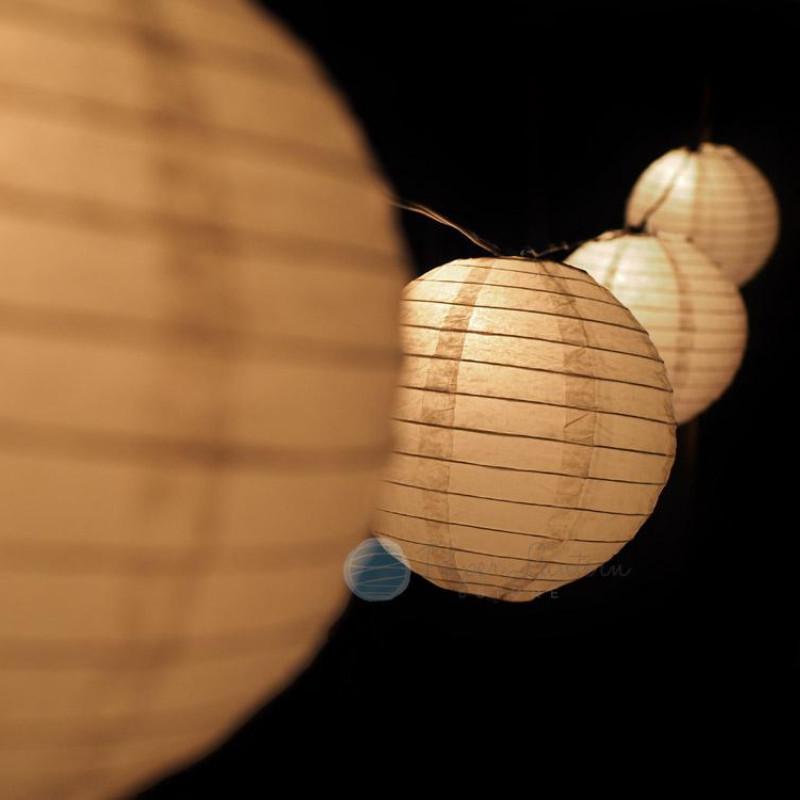 16&quot; Wedding Paper Lantern String Light Decoration COMBO Kit (21 FT, EXPANDABLE, White Cord) - PaperLanternStore.com - Paper Lanterns, Decor, Party Lights &amp; More