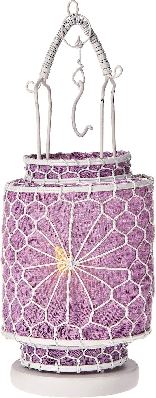 Lilac Purple Hanging Wire and Linen Candle Lantern - PaperLanternStore.com - Paper Lanterns, Decor, Party Lights &amp; More
