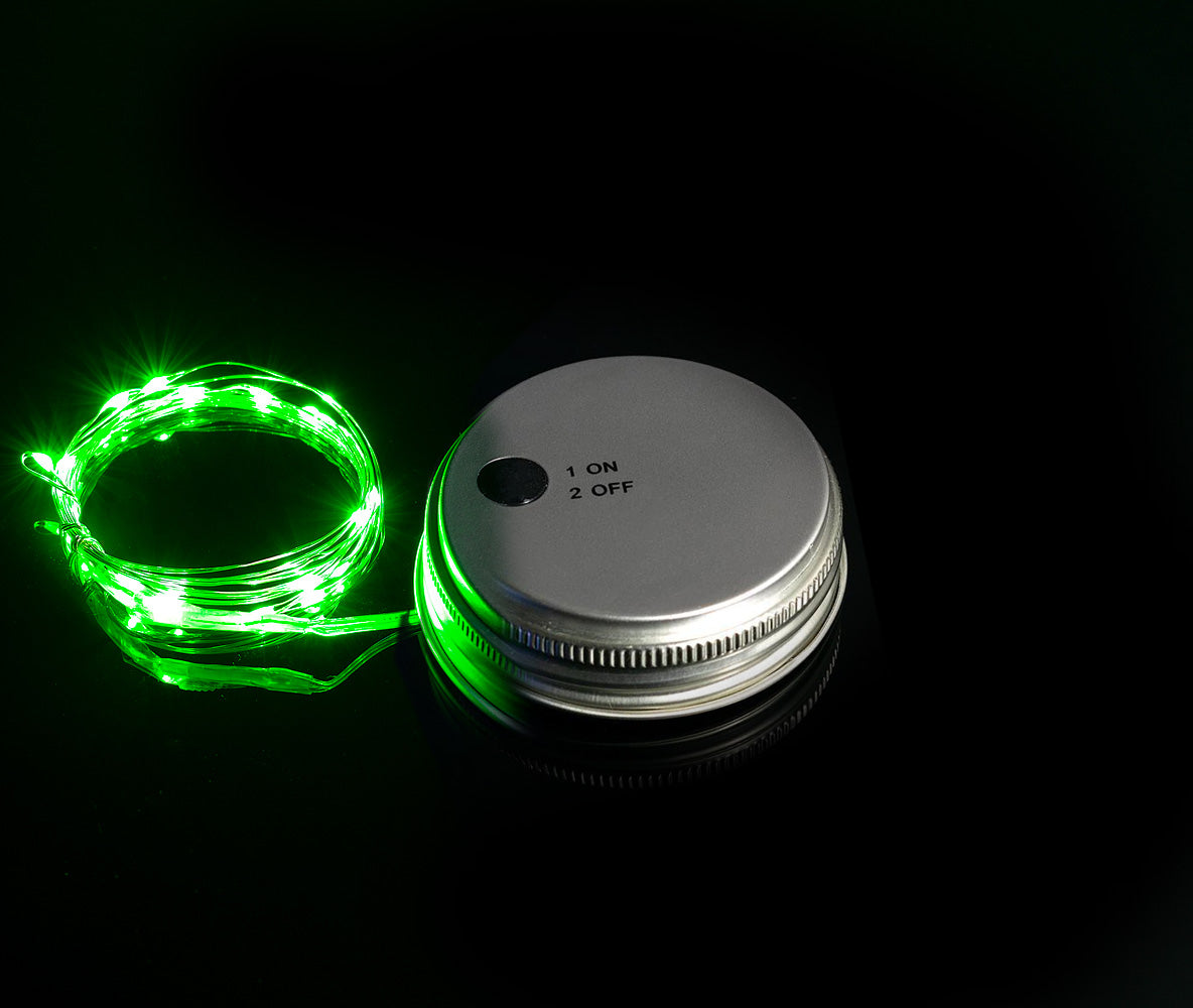 BLOWOUT MoonBright™ LED Mason Jar Light, Battery Powered for Wide Mouth - Green (Lid Light Only)