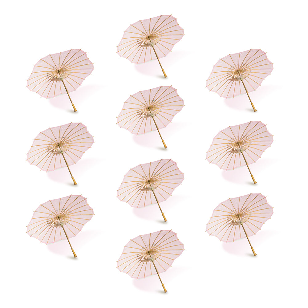 BULK PACK (10-Pack) 32&quot; Pink Paper Parasol Umbrella, Scallop Blossom Shaped with Elegant Handle