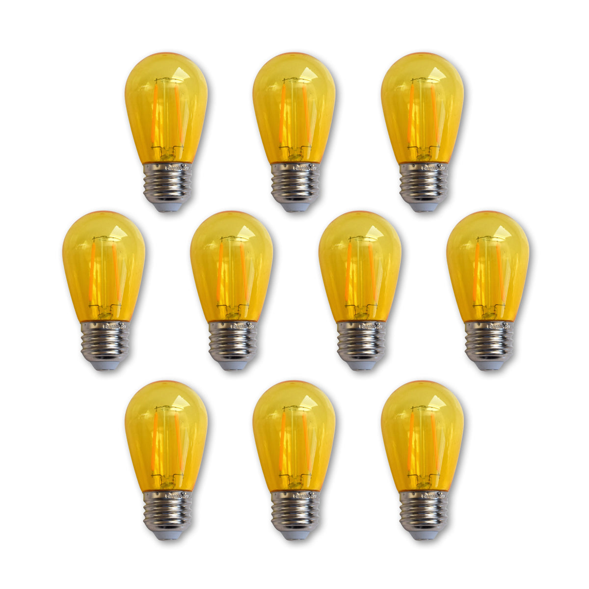 10-PACK Yellow LED Filament S14 Shatterproof Energy Saving Color Light Bulb, Dimmable, 2W,  E26 Medium Base
