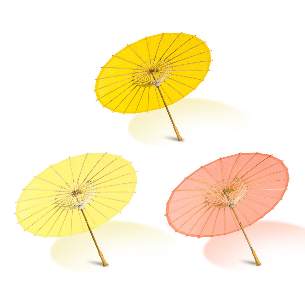 Warm Sunshine Variety Set of 3 Paper Parasols for Weddings, Parties and Décor