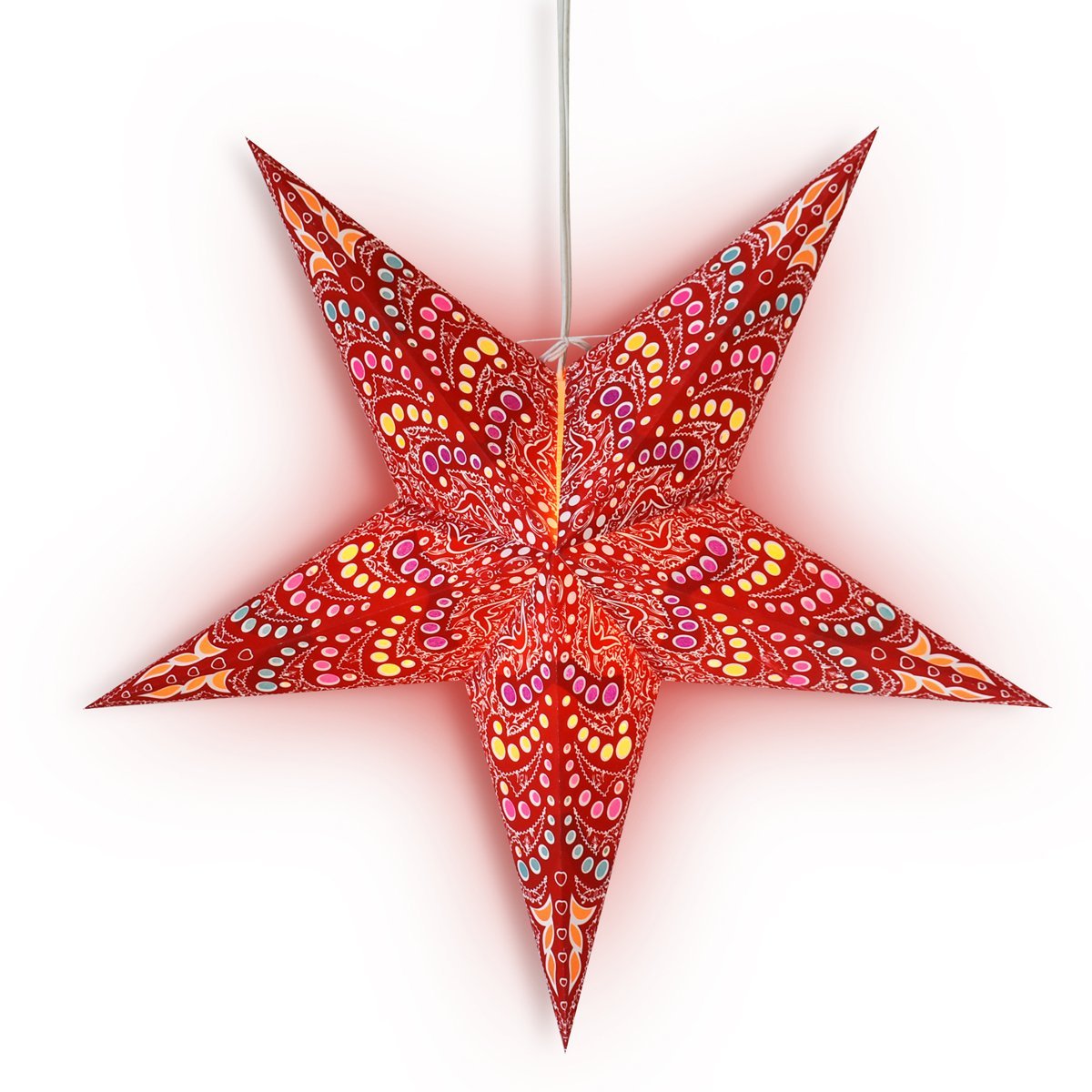 3-PACK + Cord | 24&quot; Red Aloha Paper Star Lantern and Lamp Cord Hanging Decoration - PaperLanternStore.com - Paper Lanterns, Decor, Party Lights &amp; More