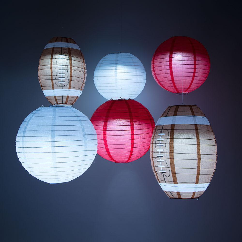 Arizona Pro Football Paper Lanterns 6pc Combo Tailgating Party Pack (Red/White)  - by PaperLanternStore.com - Paper Lanterns, Decor, Party Lights &amp; More
