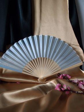 9" Arctic Spa Blue Silk Hand Fans for Weddings (10 Pack)