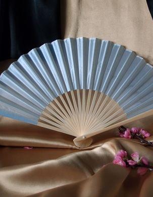 9&quot; Arctic Spa Blue Silk Hand Fans for Weddings (10 Pack)